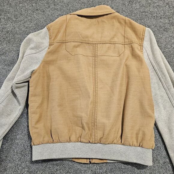 Hei Hei Anthropologie Jacket Canvas Fleece Combo Utility Size Medium Tan Gray - Picture 8 of 8